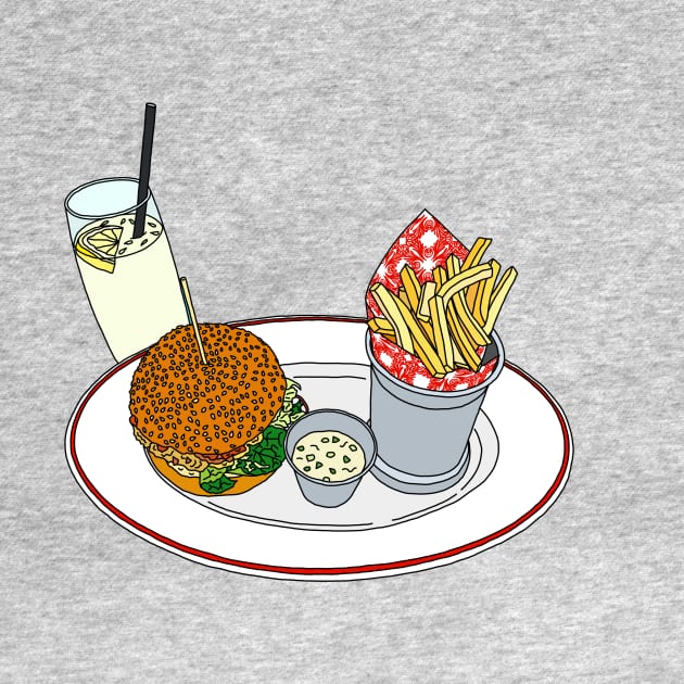 Burger, Chips and Lemonade by lamaisondulapino